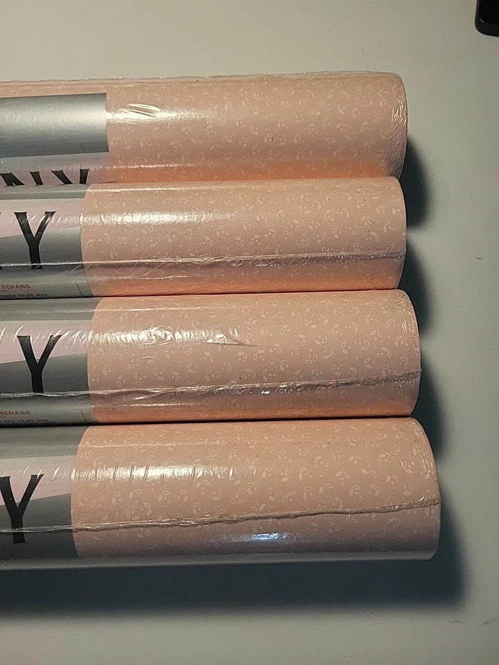 4 rollos de papel tapiz floral rosa Rasch NOS VINTAGE 57 SQ. FT. Cada HECHO EN ALEMANIA Foto 2 de 4