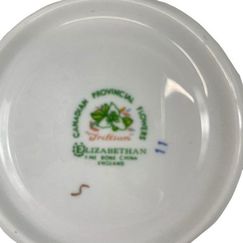 Taza de té y platillo isabelino provincial canadiense de colección porcelana de hueso floral - Imagen 7 de 8