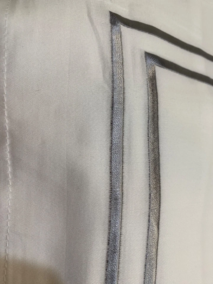 WAMSUTA White Silver Embroidered Edge 1 Euro Pillow Shams 100% Cotton - Image 4 of 4
