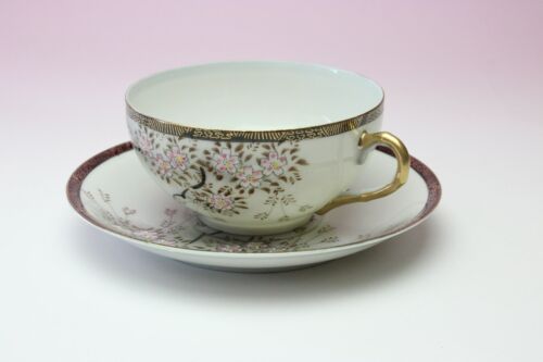 Sakura Cherry Blossom Lithophane Geisha Porcelain Cup and Saucer NEW Japan - Picture 17 of 57