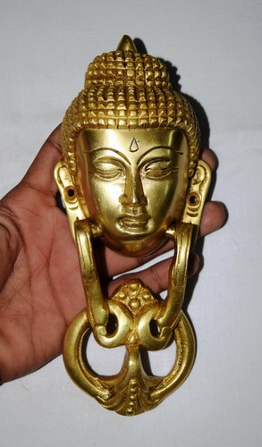 Meditation Tibet Lord Buddha Doorbell Brass Golden Finish Door Knocker Ring OP2 - Picture 4 of 5