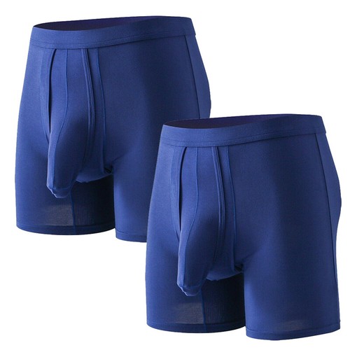 Men Separated Pouch Long Boxer Briefs Comfy Breathable Underwear Plus 6XL Shorts - Picture 19 of 23