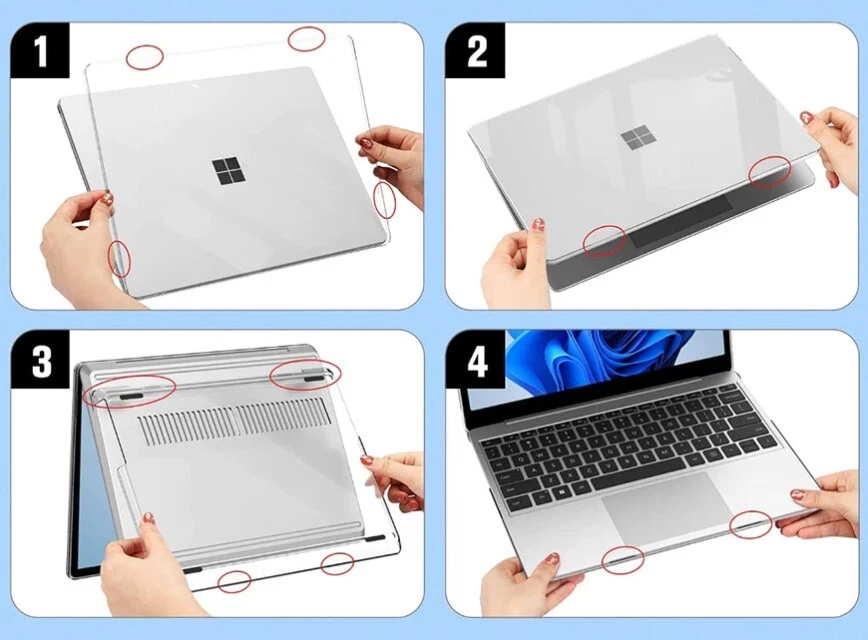 For Microsoft Surface laptop 7 3 4 5 Go 2 12 13 15 Hard Shell Case Cover Skin CF - Image 3 of 4