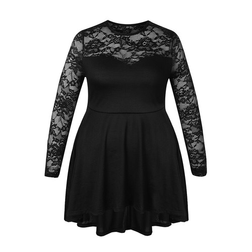 Plus Size Women's Floral Lace Top, High-Low Sexy Casual Shirt Elegant Blouse - Bild 7 von 10