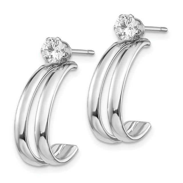 Real 14kt White Gold Polished w/CZ Stud Earring Jackets eBay
