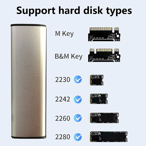 Metal External M2 NVMe SSD Enclosure 10Gbps PCIe SSD Case Portable M.2 Disk Box - Afbeelding 6 van 14