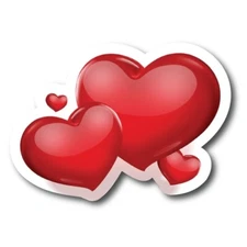 Red Hearts Magnet Decal, 6x4 Inches, Automotive Magnet for Car Truck SUV