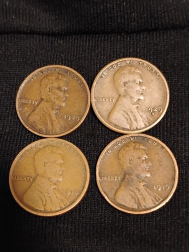 1929 S/1919 S wheat penny error/ 1929/1919 No Mint   All 4 for this Price  - Picture 1 of 2