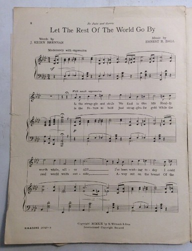Let The Rest Of The World Go By 1919 Ernest R Ball J Keirn Brennan - Picture 8 of 12