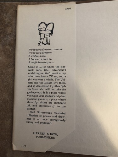 Where The Sidewalk Ends TRUE First Edition 1st Printing Shel Silverstein 1974 - Picture 5 of 5