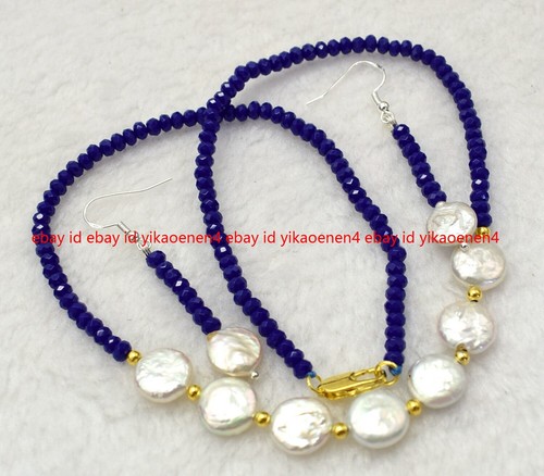 Beautiful 2x4mm Multicolor Jade & White Coin Pearl Necklace Earring Set 18'' - Picture 15 of 48