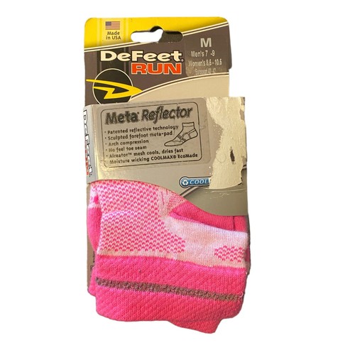 Defeet Medium Unisex Ankle Meta Reflector Socks Pink Mens 7-9 Womens 8.5-10.5