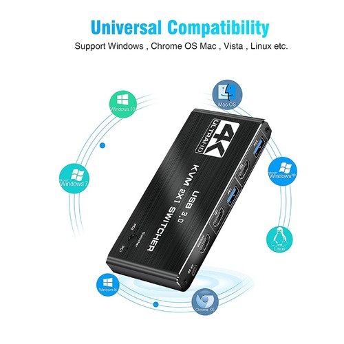4K/60Hz 2 in 1 Out HDMI 2.0 KVM USB Switch USB 3.0 KVM Switcher For Mouse B - Picture 13 of 14