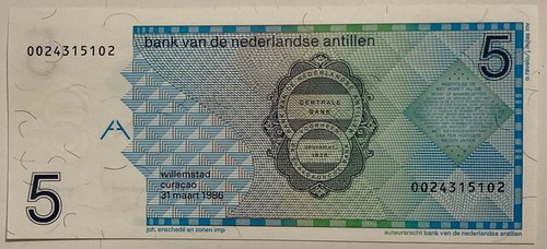 5 GULDEN 1986 NIEDERLÄNDISCHE ANTILLEN BANKNOTE KARTON - Bild 6 von 6