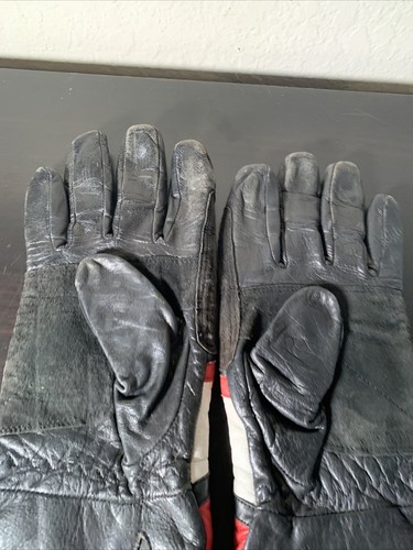 Guantes de moto vintage de cuero SPARTAN rojo negro blanco ~ talla mediana estilo retro - Imagen 12 de 21