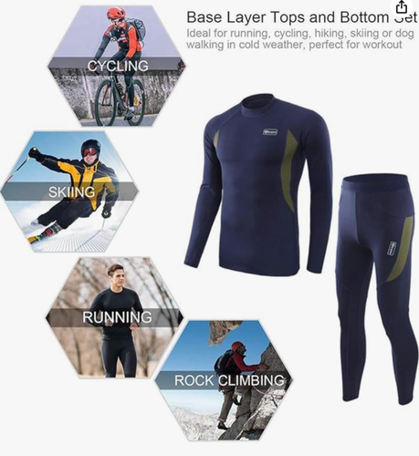Men Winter Warm Thermal Long Johns Shirt Underwear Fleece Lined Top &Bottom Suit - Picture 3 of 7