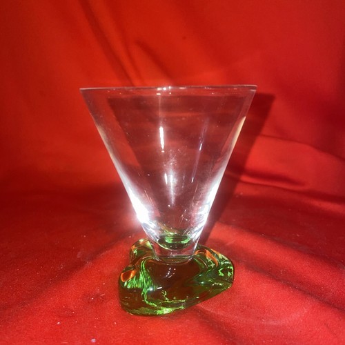 Shot Glass Crystal Green Heart Base-Clear Top- 3.5” Tall - Estate Find - Picture 3 of 8