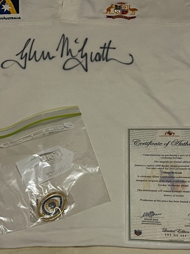 Glenn McGrath Signed Cricket Australia Test Match Shirt Alan Border Medal 2000 L - Picture 17 of 24
