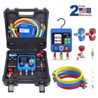 Digital Ac Manifold Gauge Set Hvac Refrigerant Meter Pressure Vacuum Temp Test