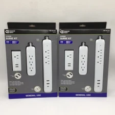 4 ft. Multiple Outlet and Wall Mounted Surge Protector Set (Two 3-packs)