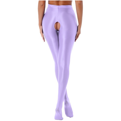 Womens Glossy Crotchless Pantyhose Stockings High Waist Stretchy Tights Lingerie - Picture 46 of 168
