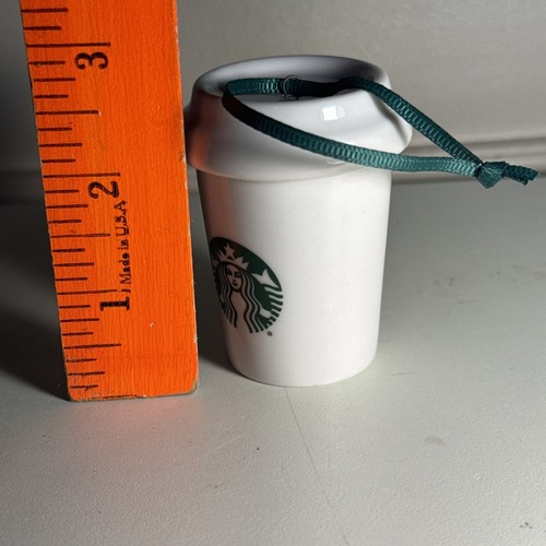 Taza Starbucks café cerámica 2016 adorno árbol de navidad blanco y verde - Imagen 4 de 4