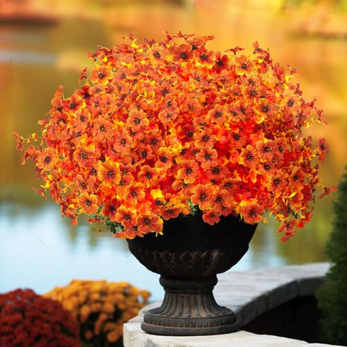 16 Bundles Artificial Fall Flowers for Outdoors Fake Plants UV Resistant Plas... - Picture 3 of 7