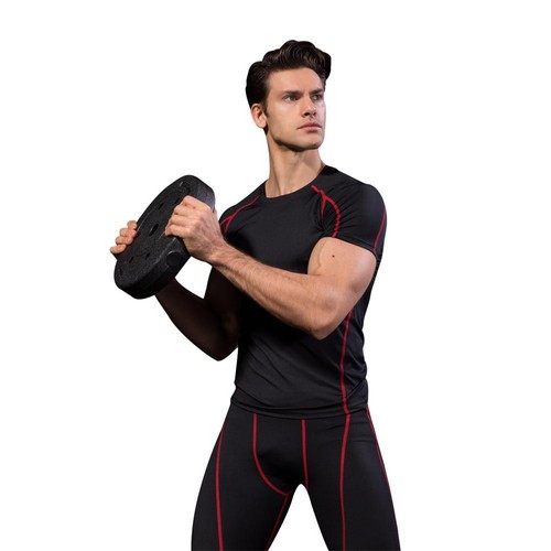 Men Compression Short Sleeve Sports Running Shirt Top Fitness Quick Dry T-shirt - Picture 9 of 15