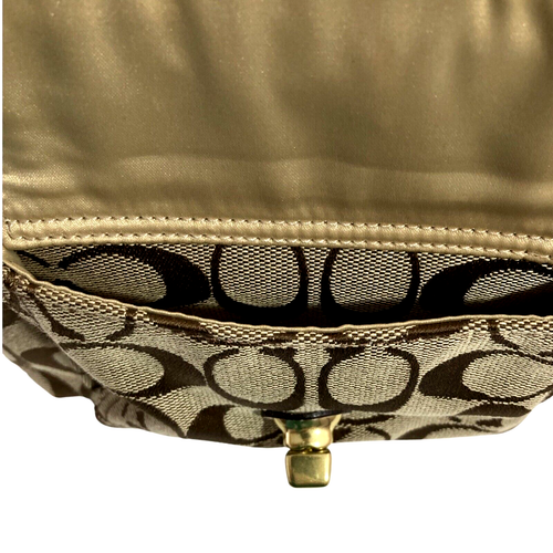 Bolso de Hombro Coach Bronceado Tono Dorado Logotipo con Borde Tono Dorado Hecho en China - Imagen 7 de 9