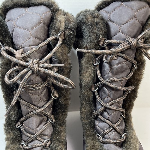 LL Bean Quilted Winter Snow Boots Women's Size 11 Faux Fur Lined Calf Snow Brown - Picture 4 of 13