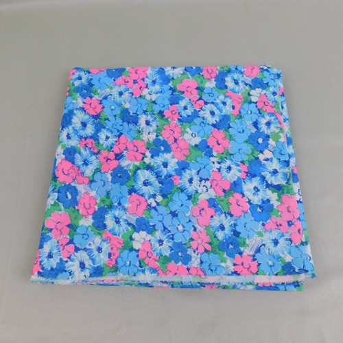 Vintage 70s 80s Jersey Knit Fabric Retro Pink Blue Pastel Floral Print #1913 - Picture 2 of 4