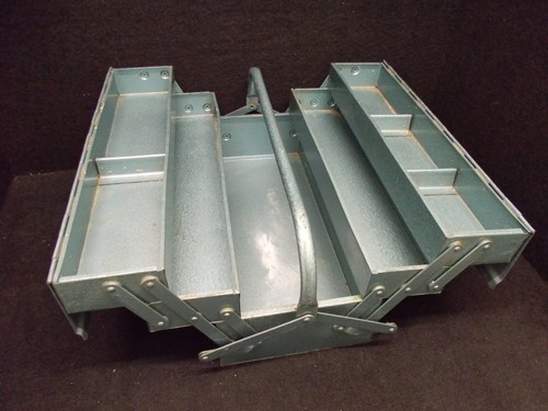 Werkzeugkasten, Metall, Vintage, Blau. #IK-573 - Bild 3 von 3