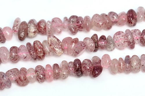4-10MM Strawberry Quartz Pebble Chips Grade A Genuine Natural Loose Beads 15" - Picture 1 of 3