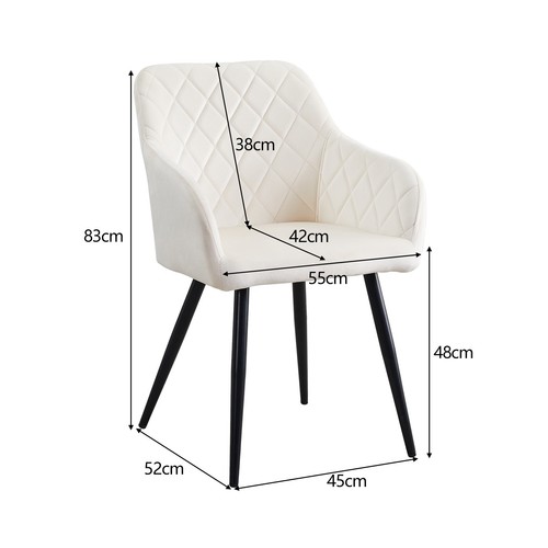 2 Pcs Dining Chairs Armchair PU / Velvet Kitchen Dining Room Restaurant Office - Picture 183 of 219