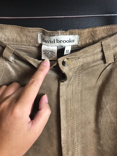 DAVID BROOKS Tan Suede Leather Pants Straight Leg Motorcycle Wear Brown Sz 12 - Picture 5 of 9