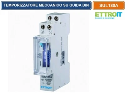 ETTROIT TEMPORIZZATORE ANALOGICO INTERRUTTORE ORARIO 1M MONTAGGIO SU BARRA DIN 16A