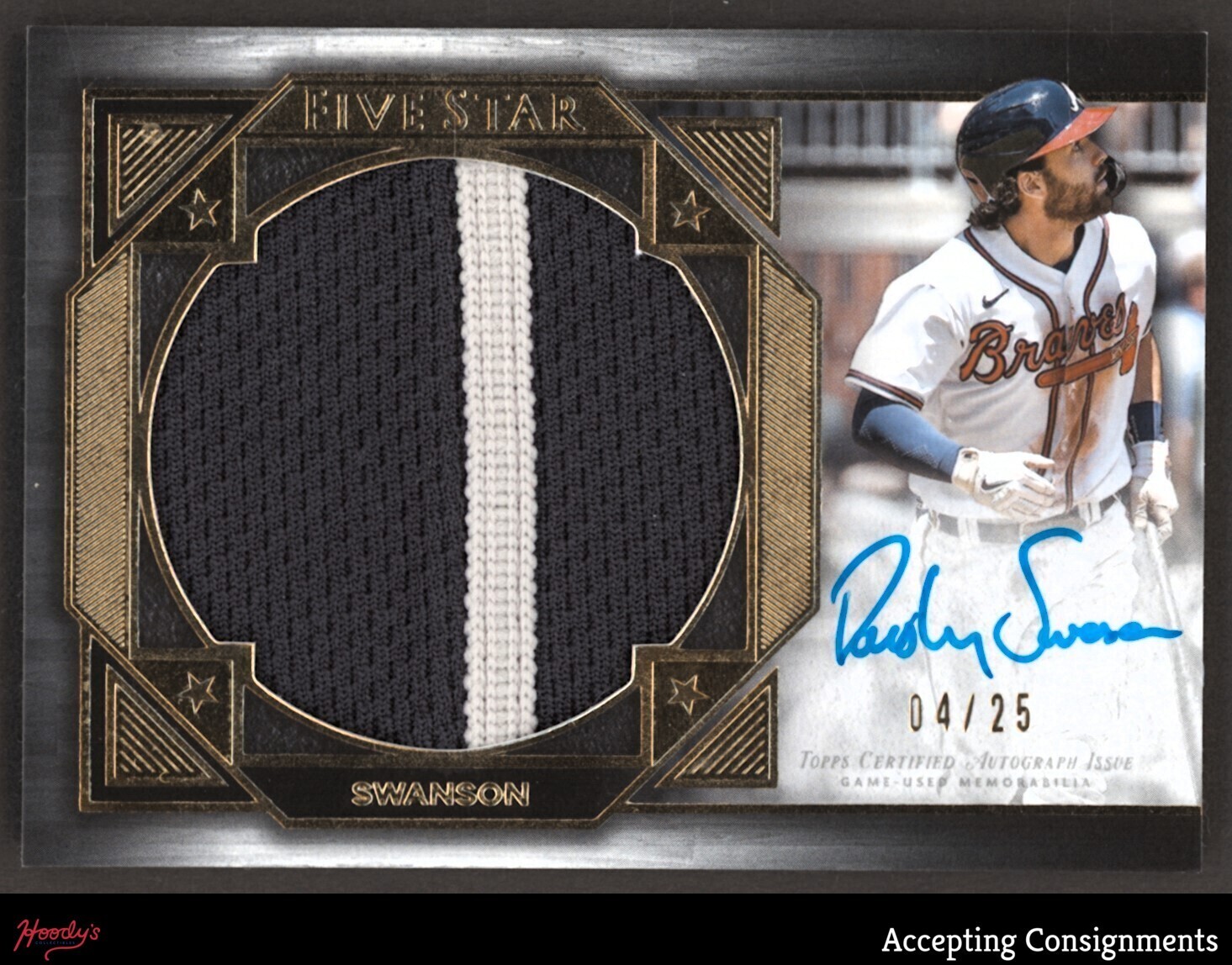 2022 Topps Five Star Jumbo Prime Autograph Dansby Swanson 4/25 PATCH AUTO