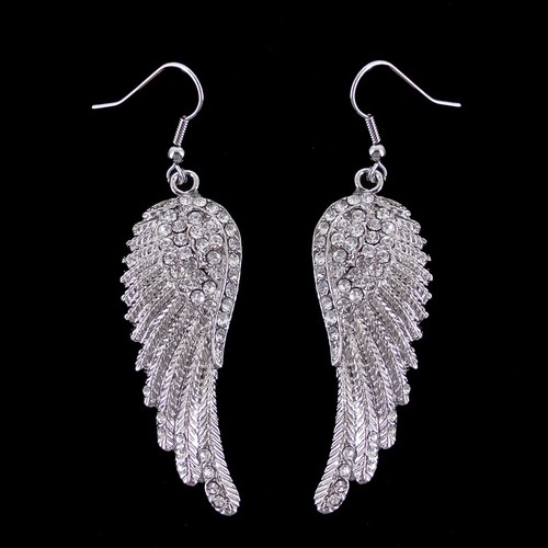 Lovely Angel Wing 5.5cm Long Use Austria Crystal Dangle Earrings - 7 Colors - Picture 9 of 10