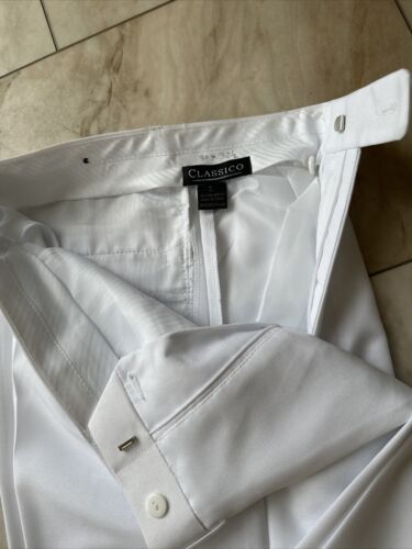Men’s Dress Slacks White Classico Size 30"X32.5" Cuffed,Pleated,New - Picture 2 of 5