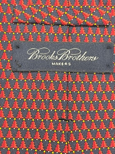 Brooks Brothers Makers Mens Silk Tie Red & Black Christmas Trees Necktie - Picture 12 of 14