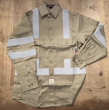 NWT BOCOMAL 6.5OZ Hi Vis Shirts FLAME RESISTANT Khaki 