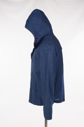 NUEVO CON ETIQUETAS $2495 ISAIA NAPOLI Chaqueta con Capucha de Lana-Seda-Lino a Rayas Azul M (EU 50) - Imagen 6 de 12