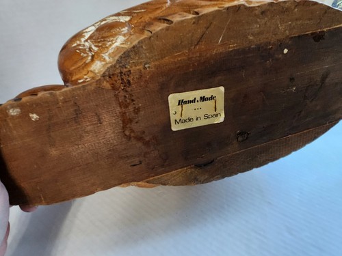 Ciotola centrale anatra vintage in legno intagliato a mano misura grande spagna 21" - Foto 11 di 18
