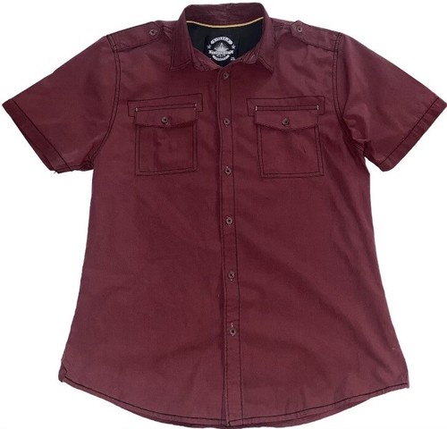 Drill Clothing Company Knopfleiste Herren Größe Large kastanienbraun kurzärmeliges Shirt