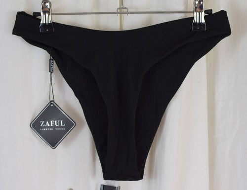 ZAFUL Women's Ribbed Two Piece Bikini High Cut Underwired Bikini Black Size 6 - Picture 3 of 3
