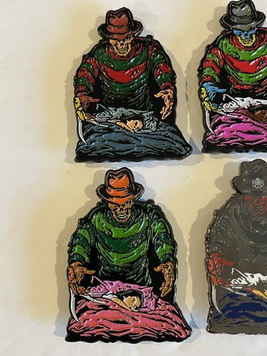 Nightmare on Elm Street Freddy Krueger Enamel Pinlot Of 5 On Card GITD Rare - Picture 5 of 6