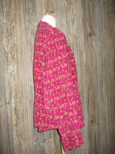 Basic Editions pink floral corduroy long slv button up top womens sz 1x vtg boho - Picture 4 of 14