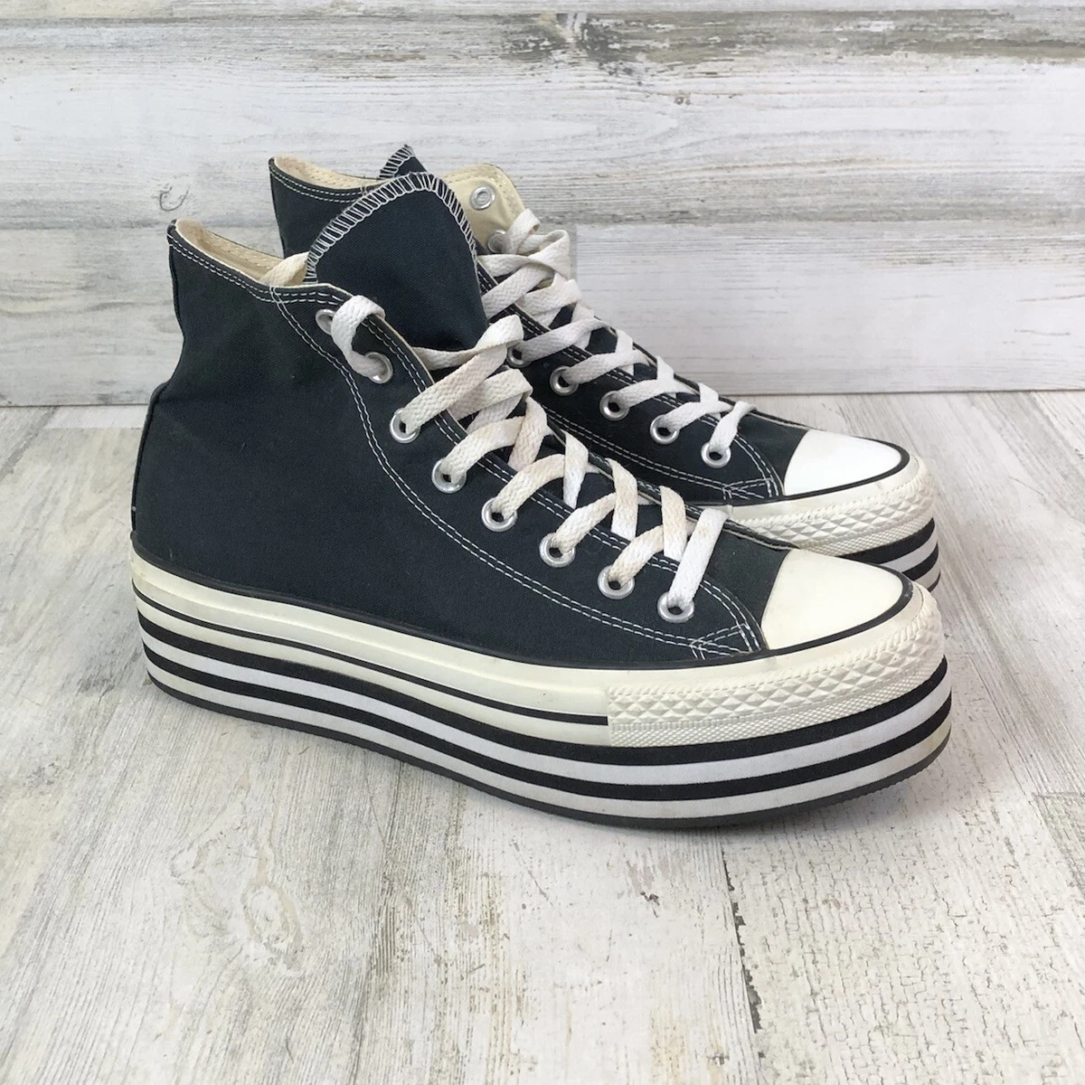 Converse Chuck Taylor Black Platform High Top Sneakers Shoes M 8.5