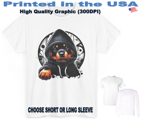 DigiPups Rottweiler Rottie Dog Urban Puppy Hoodie Cartoon Graphic T Shirt - Bild 1 von 6