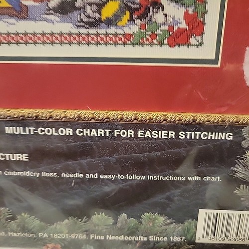 Kit punto croce vintage 1994 Bucilla "Babbo Natale sul tetto" 83086 nuovo con scatola Natale  - Foto 3 di 7